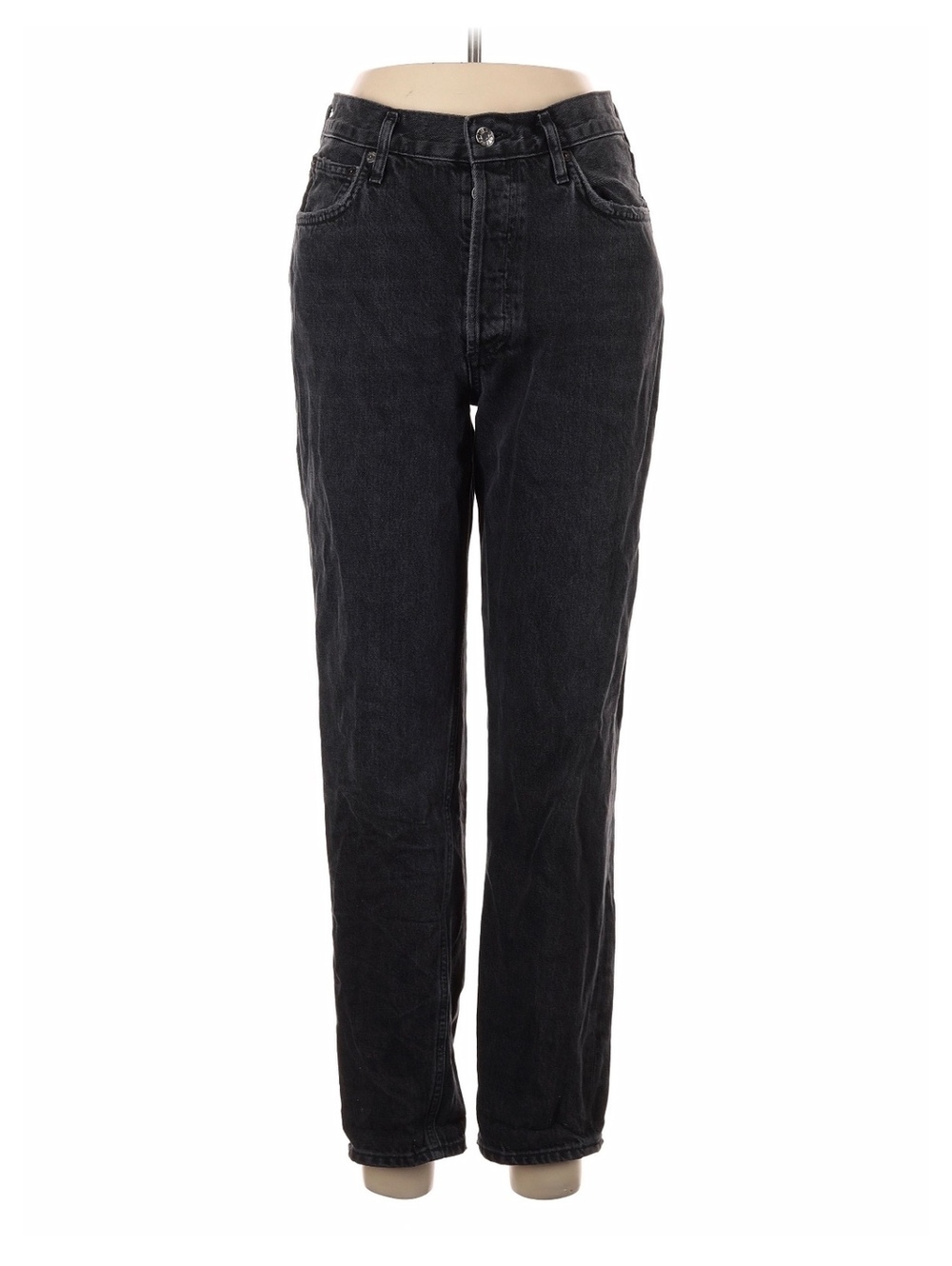 AGOLDE Riley High Rise Straight Leg Jeans Washed Black Denim Size 26